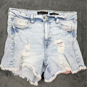 Kendall + Kylie The Icon Short‎ Distressed Denim Frayed Hem Light Wash Women's